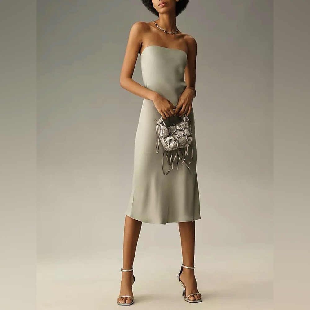 ANTHROPOLOGIE Strapless Slip Midi Dress NWT Size Medium Petite